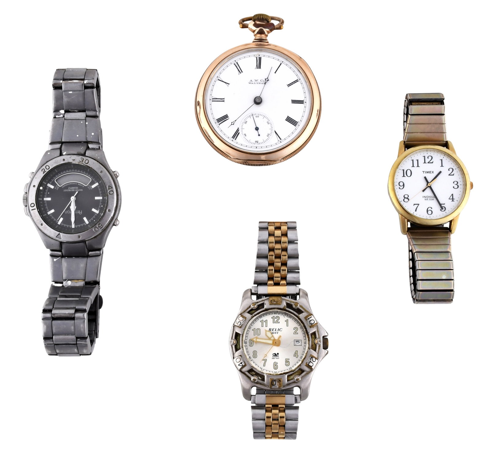 A lot of three late 20th century wrist watches and a late 19th century Waltham pocket watch (1 of 3)