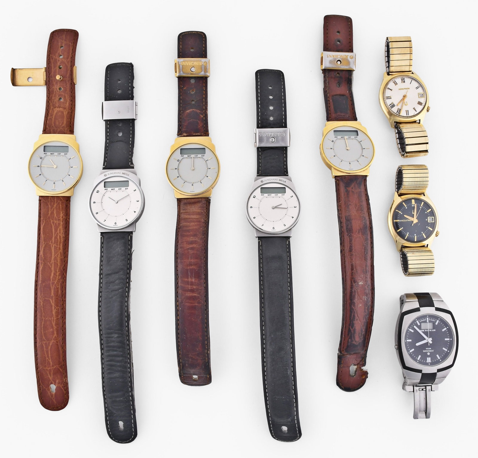 A lot of six Junghans radio controlled wrist watches and two Bulova Accutron watches (1 of 2)