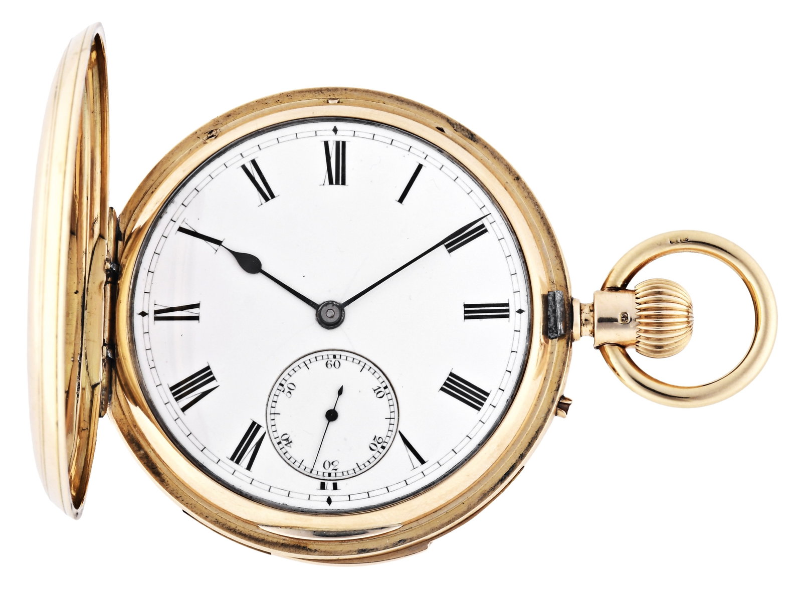 A late 19th century Swiss gold half quarter repeating pocket watch for the English market: Switzerland, a late 19th century half quarter repeating pocket watch for the English market, 19 jewel, stem wind and pin set gilt plate movement with lever escapement and cut bimetallic balance with g
