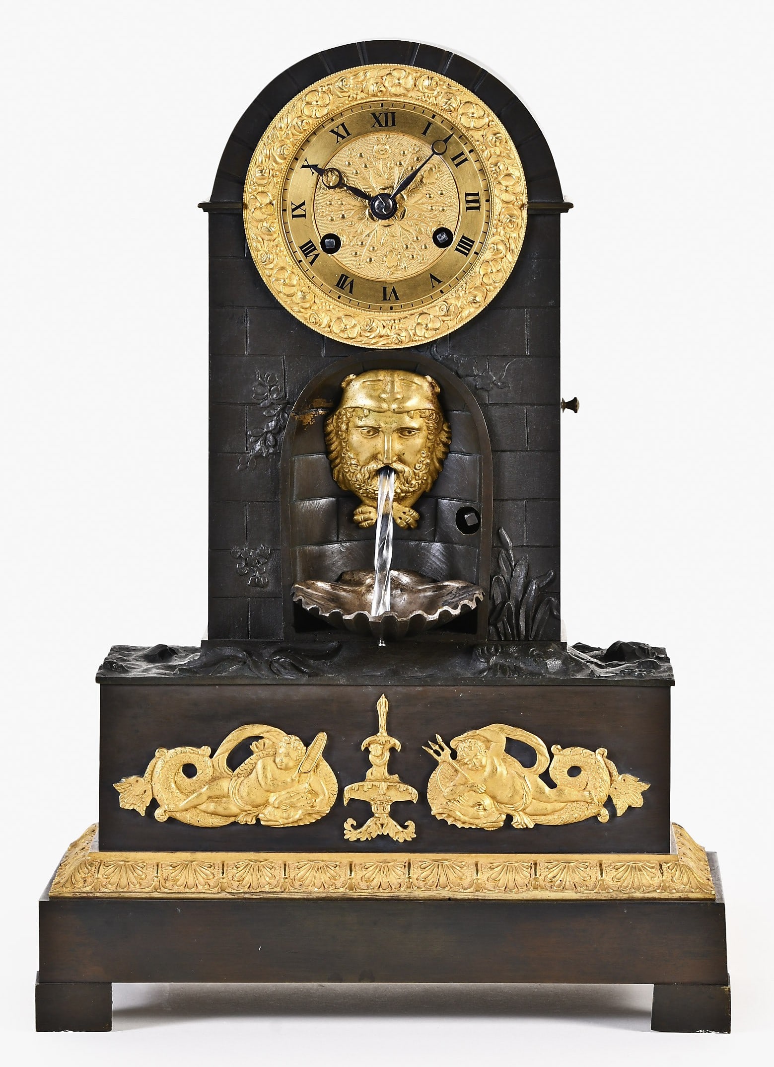 French Empire bronze and gilt clock and water fountain automaton (1 of 6)