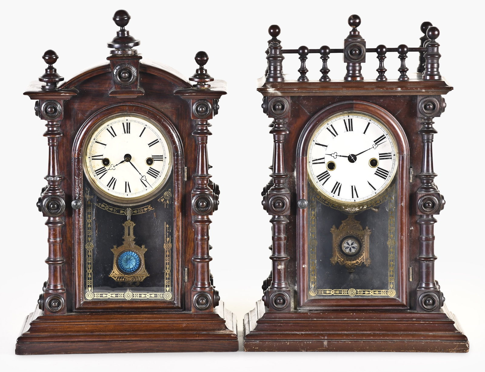 A lot of two Welch, Spring & Company rosewood parlor clocks (1 of 3)