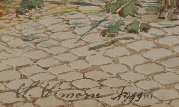 SCIPIONE SIMONI Mule Courtyard Watercolor - 4
