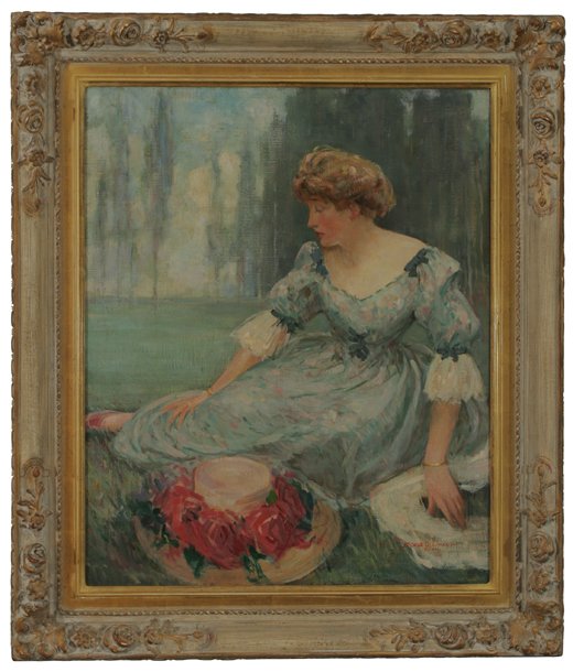 GEORGE BAKER Portrait Lady on the Grass - 2