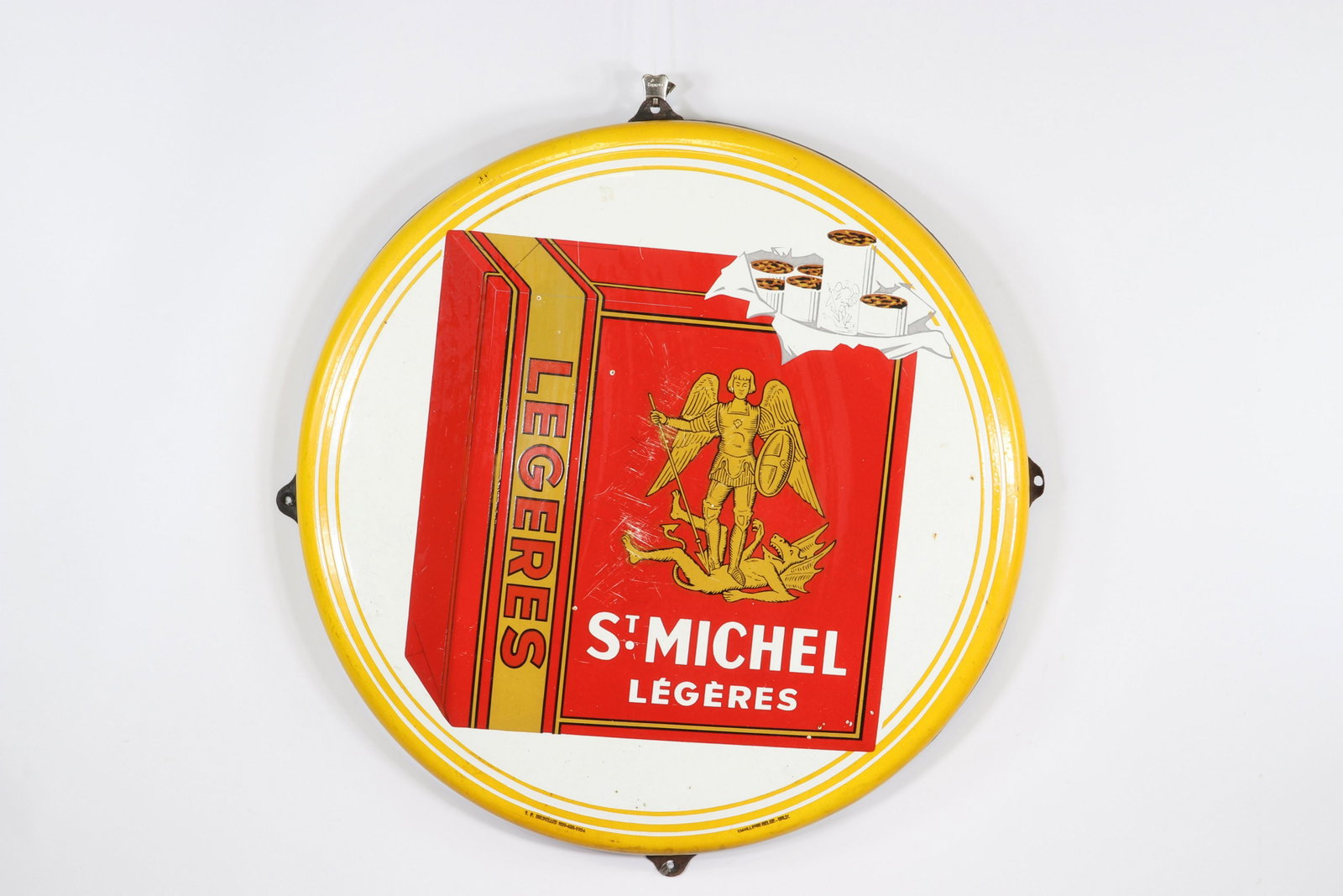 Round enamel plaque Saint Michel Legeres: Round enamel plaque Saint Michel Legeres Sizes: D=660mm Weight (K): 4.5kg Condition: After checking - normal wear - no restoration - no repair