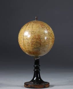 Terrestrial globe of the Maison Forest in Paris,: Terrestrial globe of the Maison Forest in Paris, Napoleon III periodSizes: H=250mm D=130mmWeight (K): 0.300kgCondition: at first sight - good condition - patina of use - no restoration - no repair