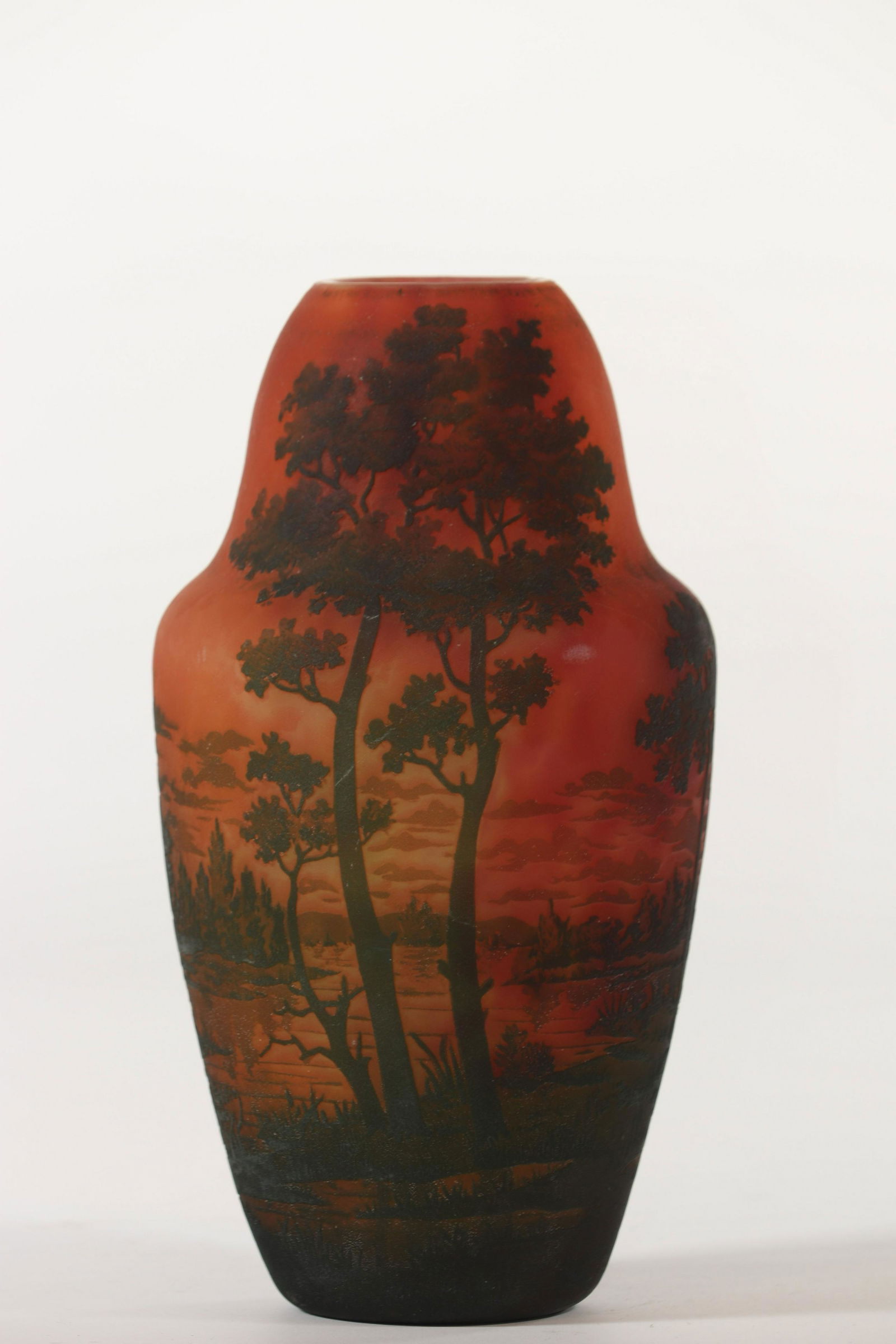 Daum Nancy acid-free vase decorated with a lake (1 of 5)