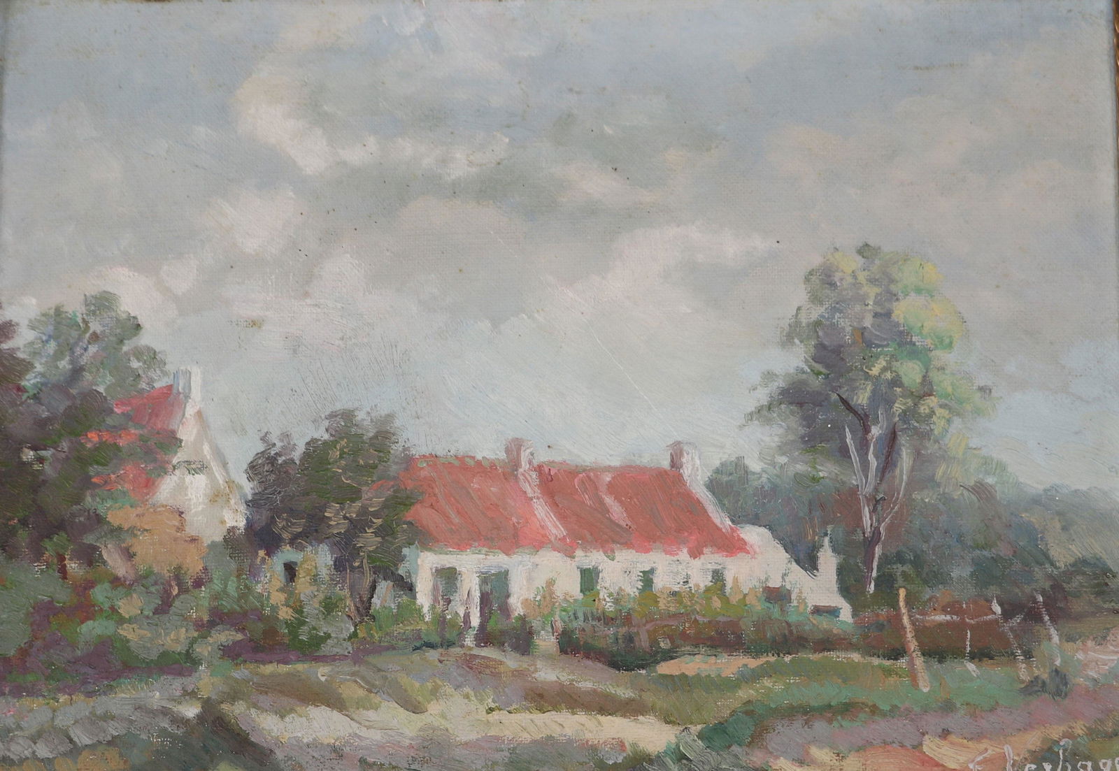 Fernand VERHAEGEN (1883-1975) oil on wood"farm in the: Fernand VERHAEGEN (1883-1975) oil on wood"farm in the countryside"Sizes: L=330mm H=255mmWeight (K): 0,23kgCondition: at first glance - good condition - no restoration - no repair