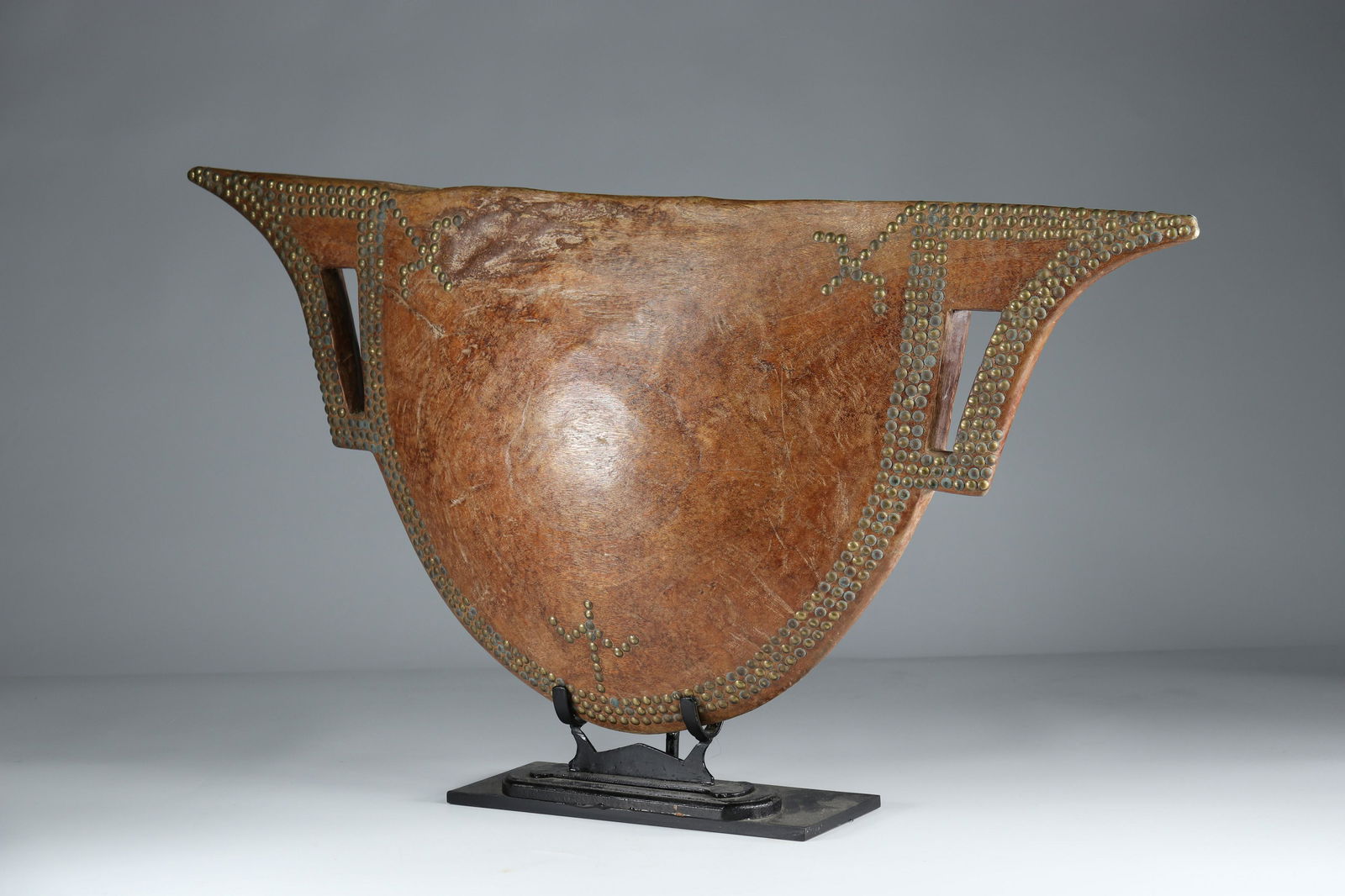 Mangbetu slotted drum openwork with upholstery nails - (1 of 5)