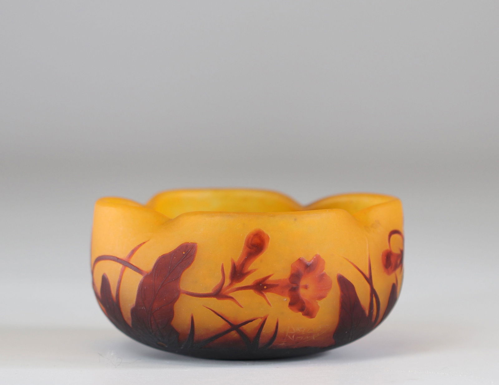 Daum Nancy Empty pocket "with tobacco flowers": Daum Nancy Empty pocket "with tobacco flowers"Sizes: L=125mm ; H=65mmWeight (K): 0.553kgAuthor / artist: DAUM NANCY