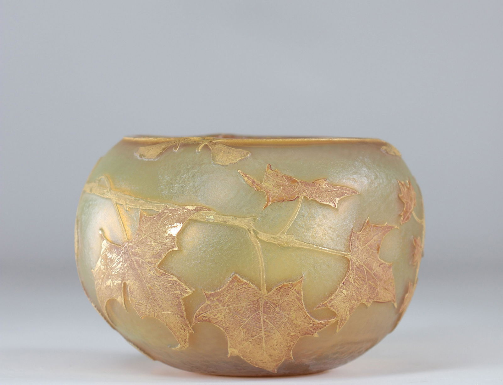 Daum Nancy vase cleared with acid "with chestnuts" (1 of 6)