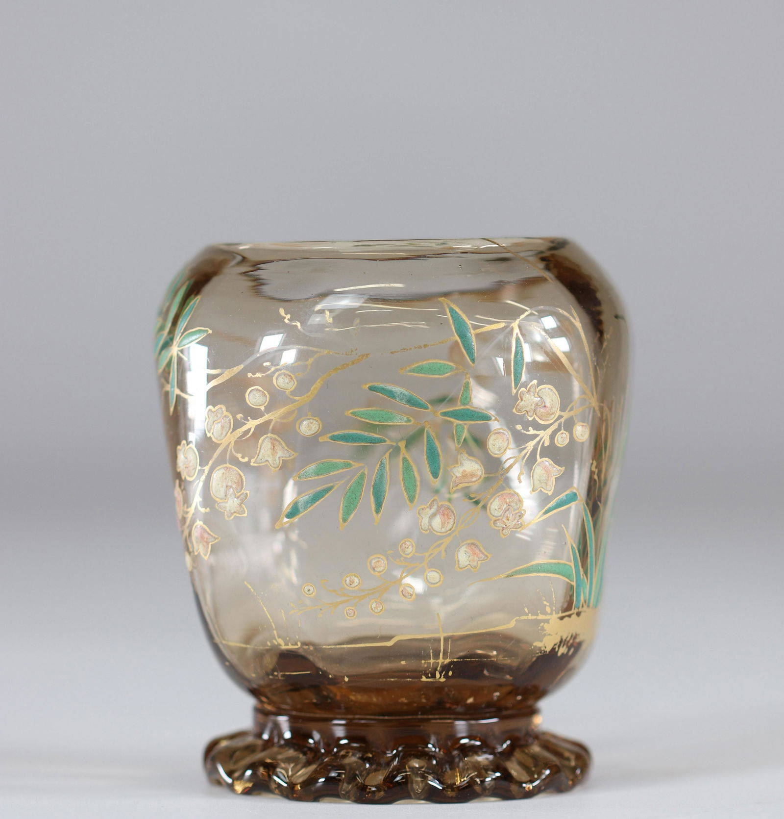 Emile Galle crystal vase "with lily of the valley" (1 of 5)