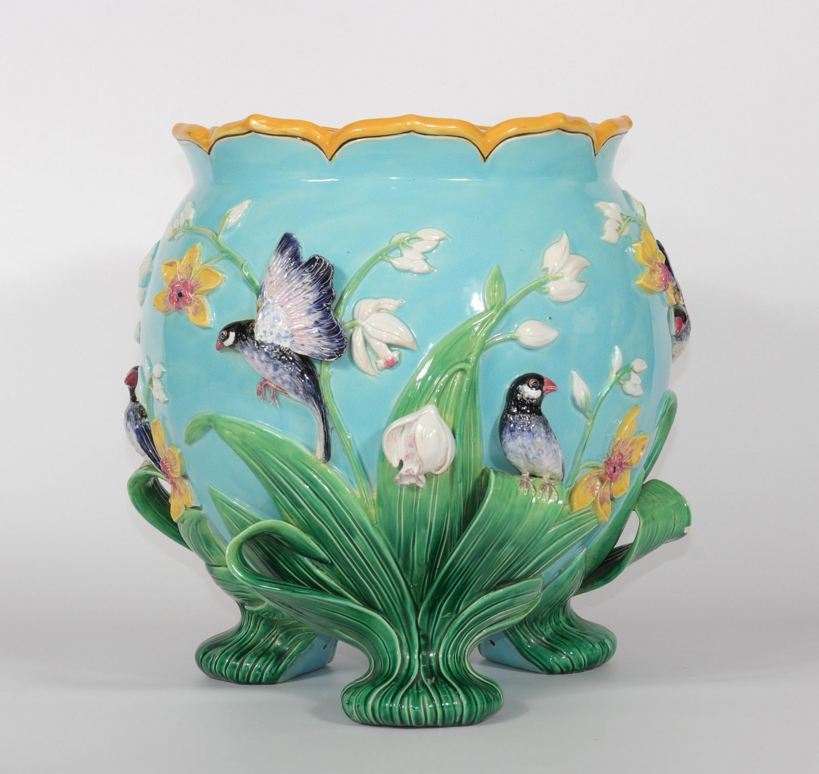 George Jones very large majolica planter decorated with (1 of 6)