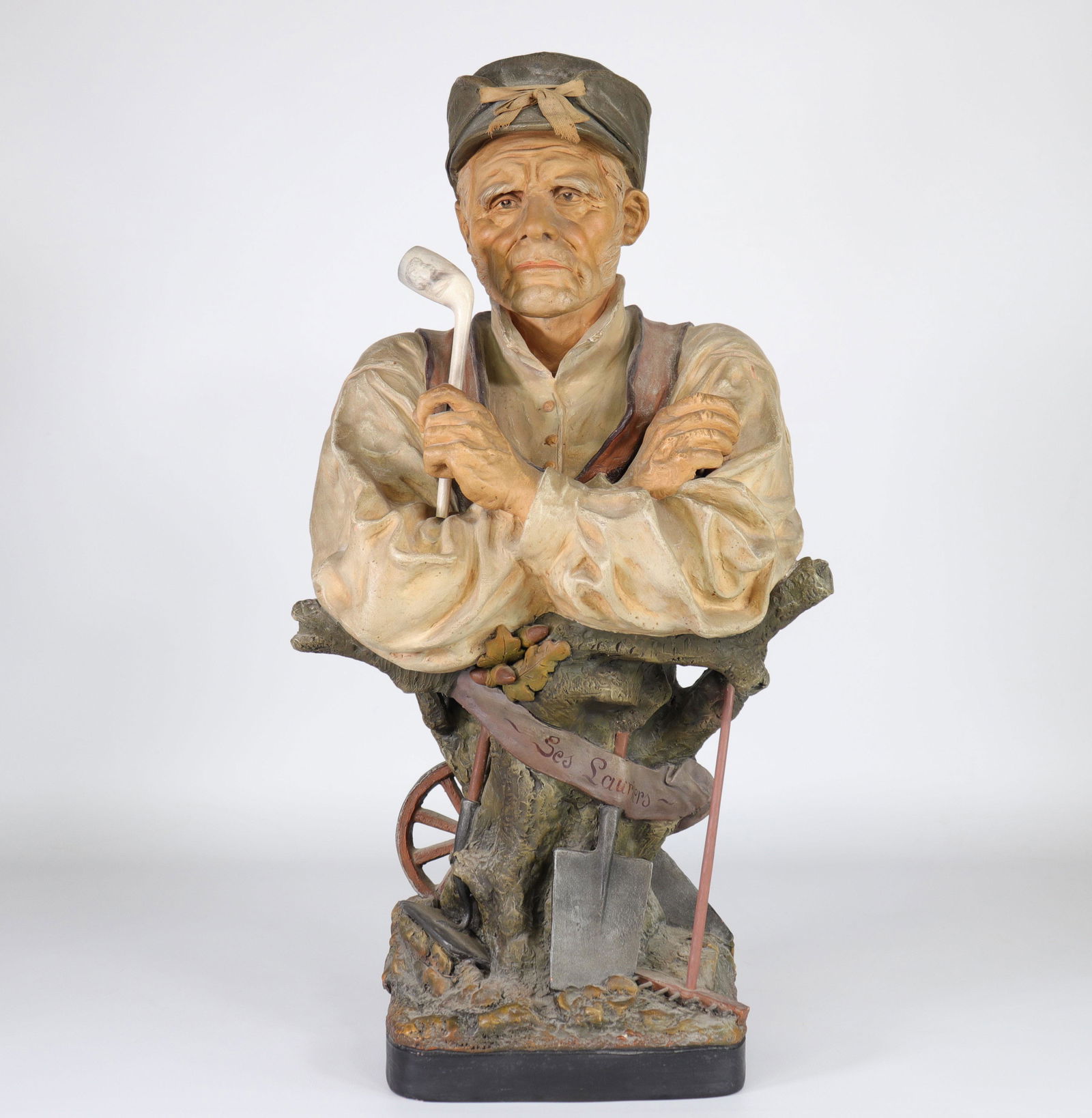 Polychrome terracotta bust signature "the gardener" (1 of 5)