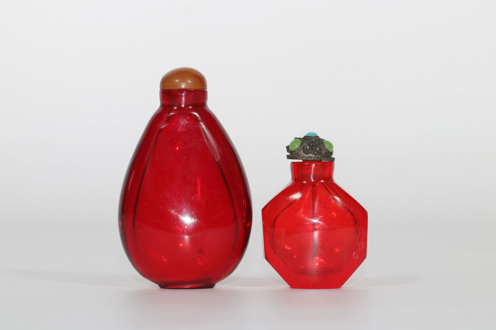 China snuffboxes (2) in red glass (1 of 1)