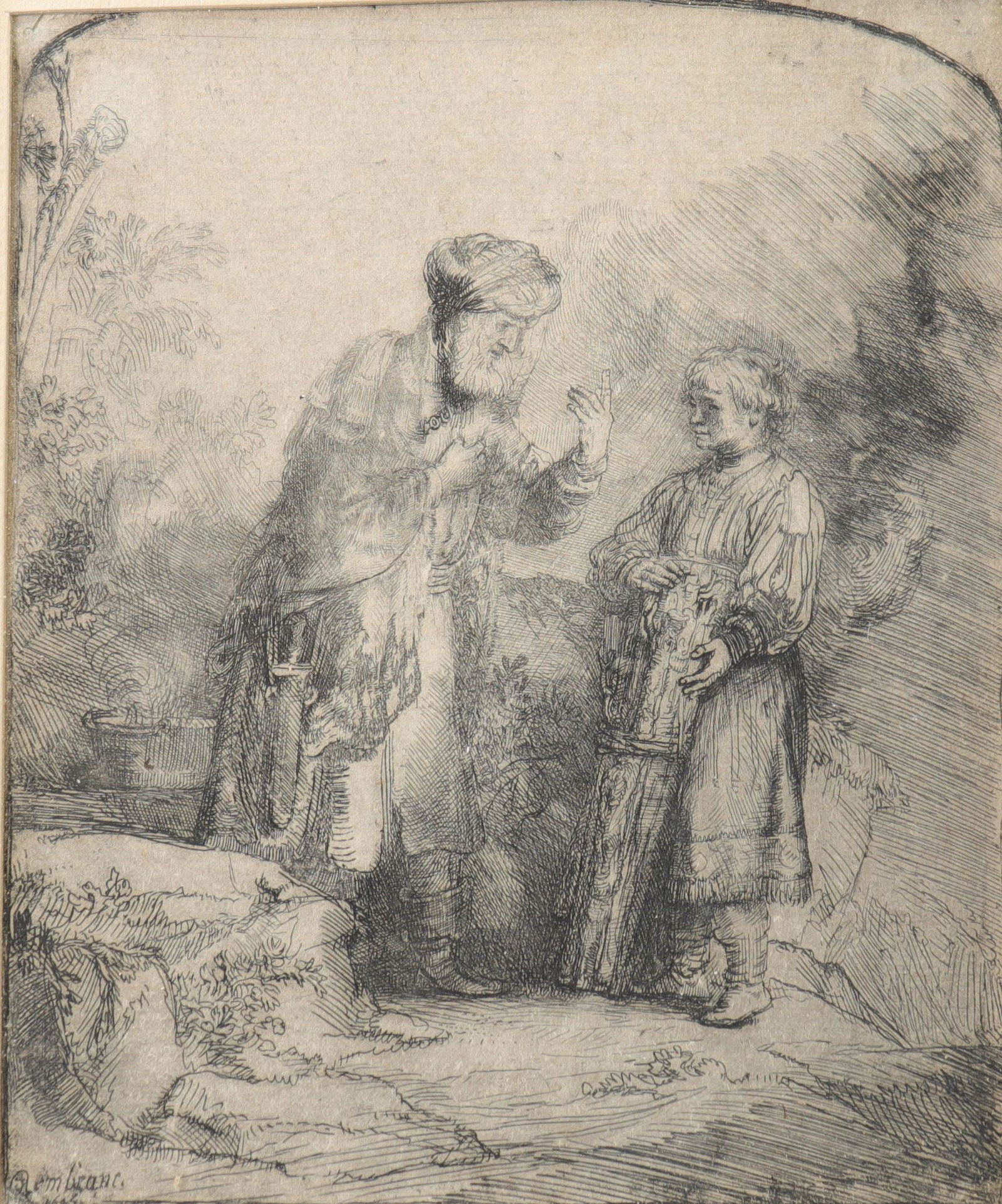 REMBRANDT VAN RIJN (1606-1669) Abraham, speaking with (1 of 3)