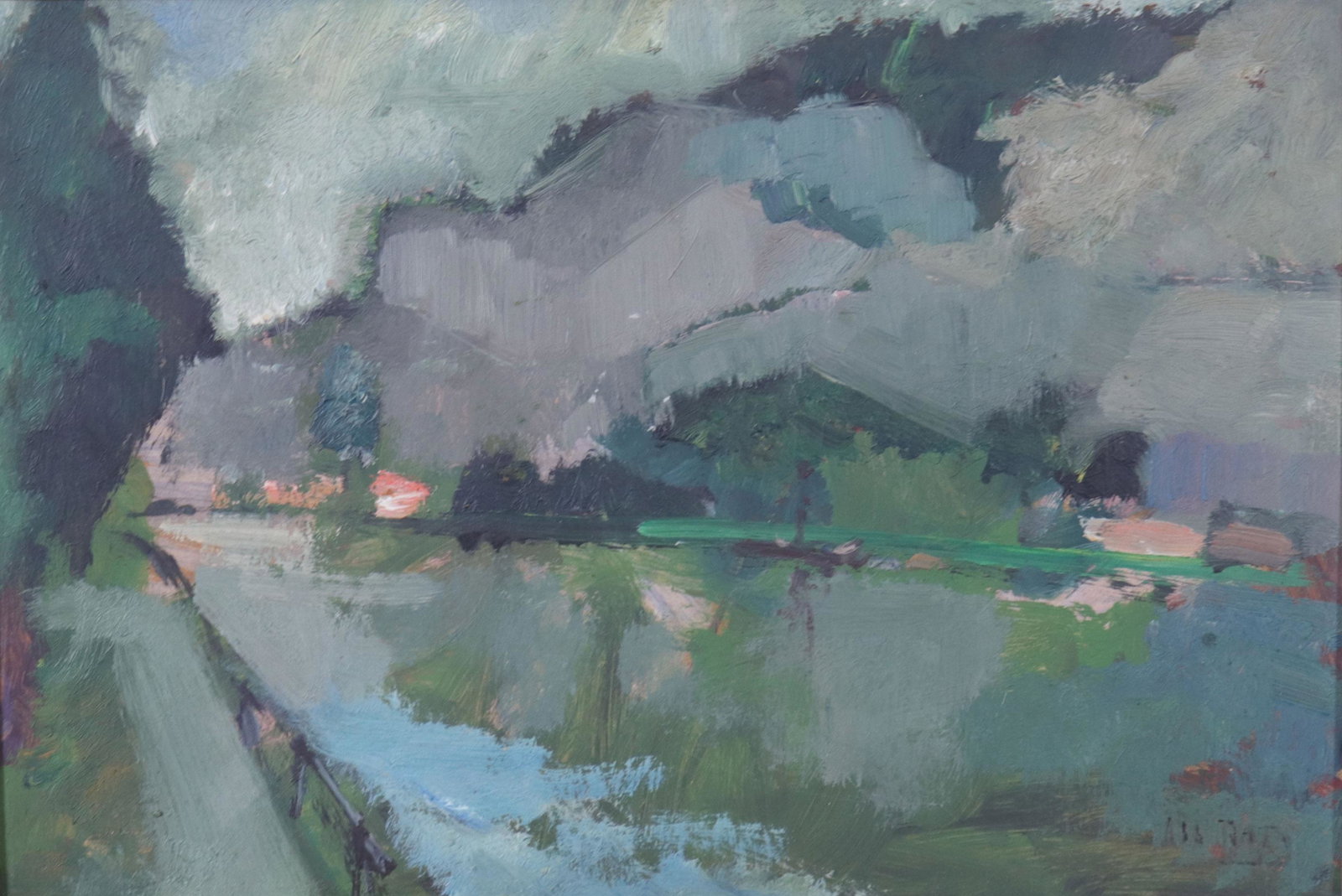 Albert RATY (1889-1970) oil on panel "river view: "Albert RATY (1889-1970) oil on panel "river view"" - Sizes: avec cadre L: 480mm ; H: 360mm hors cadre L: 380m ; H: 255mm - Weight (K): 0,9kg - Condition: at first glance - good condition - no restora