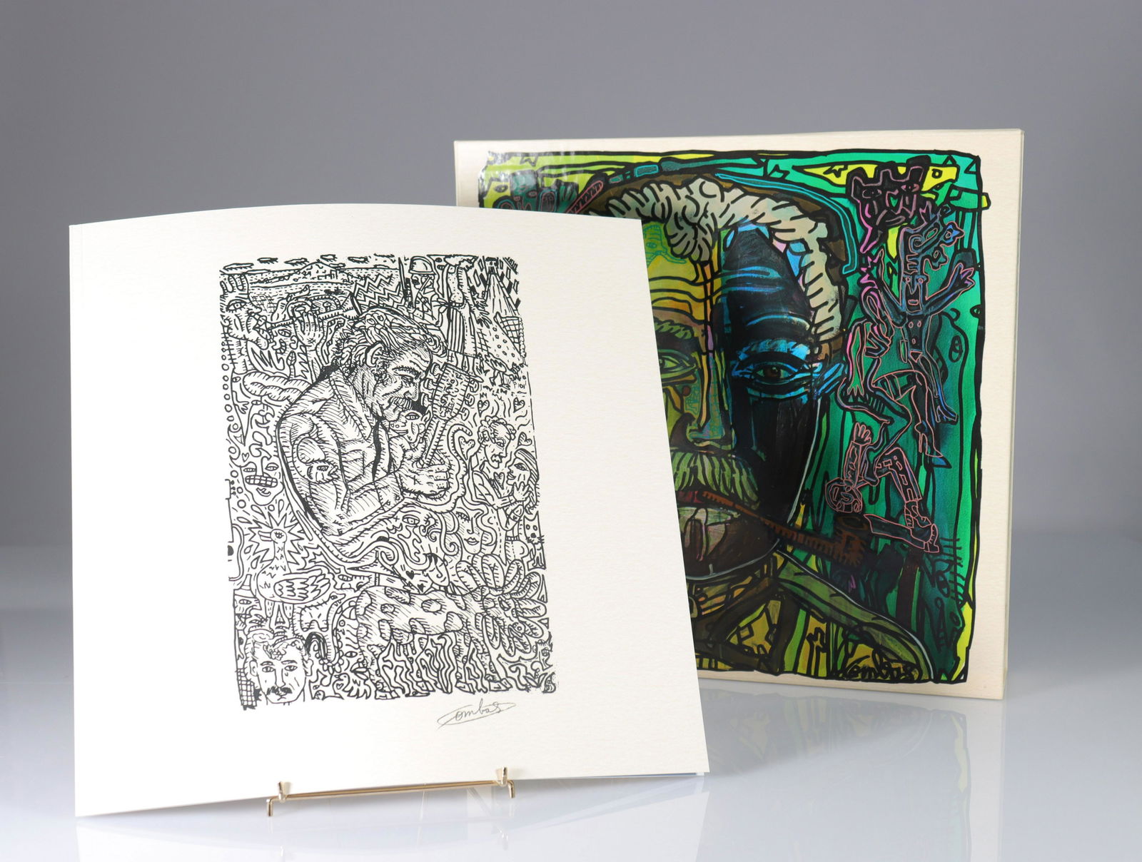 Robert Combas - Brassens, 2021 Front & back screen: Robert Combas - Brassens, 2021 Front & back screen printed box. Limited edition of 700 copies. The box is numbered - Period: Xxth - Sizes: H 330 MM L 330 MM - Weight (K): 0,96kg - Condition: at first