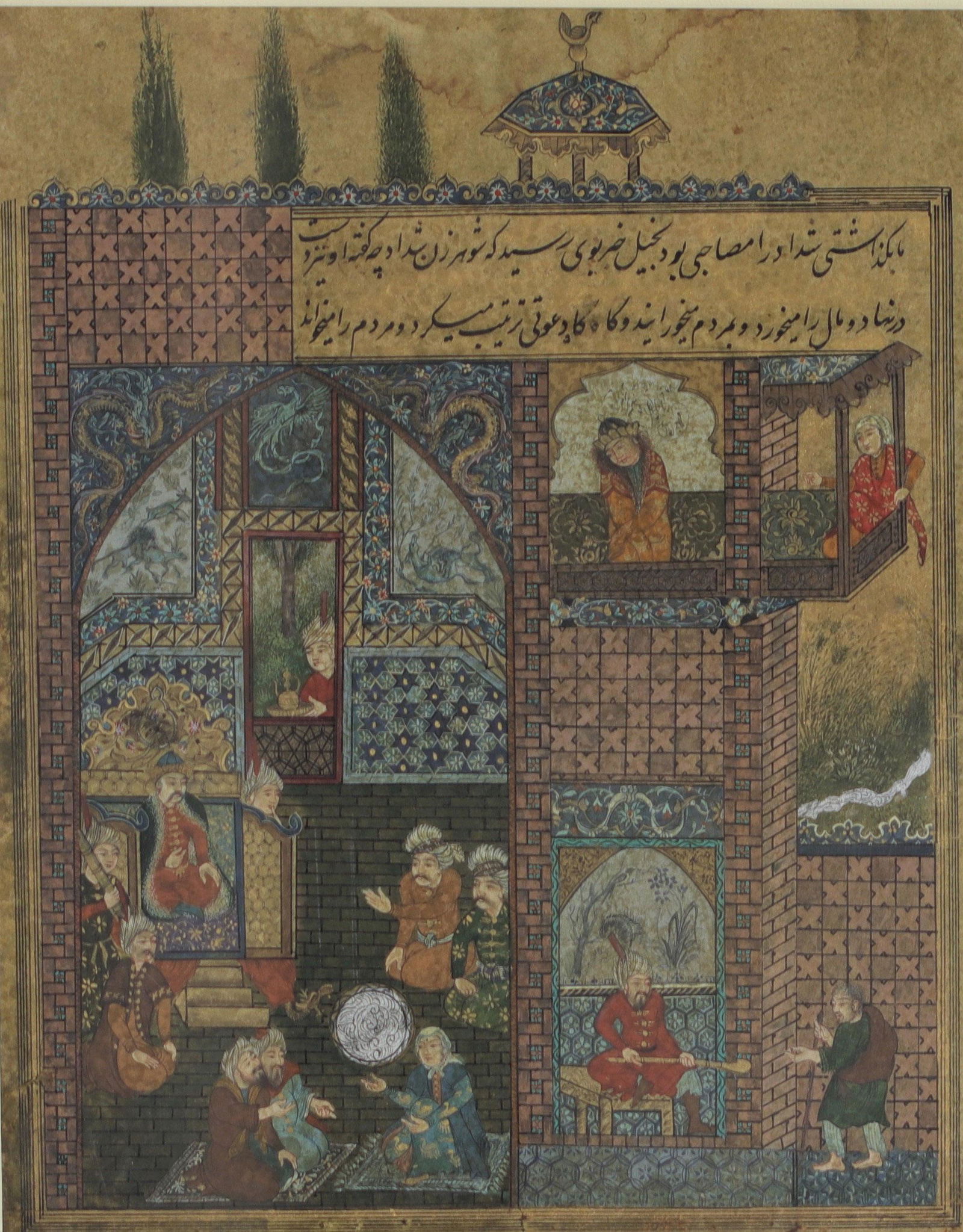 Old Islamic art drawing "interior view" (1 of 1)