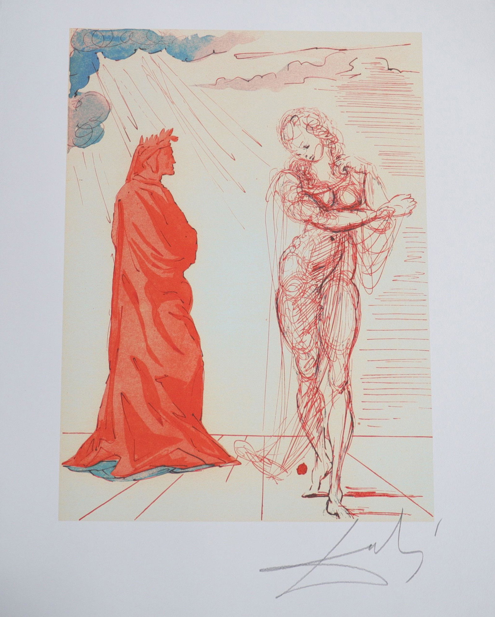 Salvador Dali. â€œReinsuranceâ€. Lithograph on arches: Salvador Dali. â€œReinsurance”. Lithograph on arches paper. Signed "Dali" in pencil lower right. Features the embossed â€œDali” stamp. - Sizes: H: 670 mm x 510 mm - Weight (K): 0,1