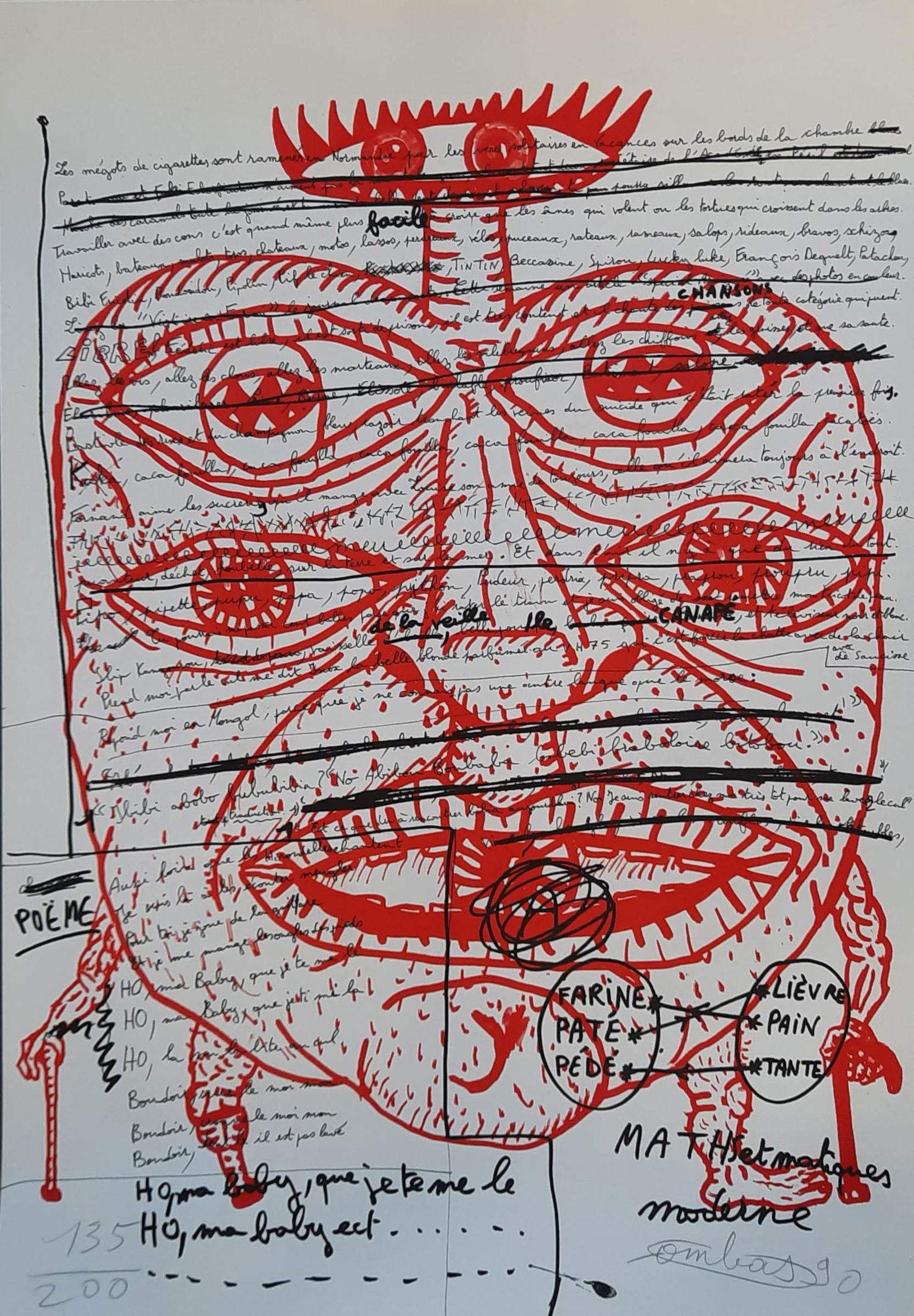 Robert COMBAS - Feu â„–2 Color recto & verso lithograph on Arches paper limited edition: Robert COMBAS - Feu â„–2 Color recto & verso lithograph on Arches paper limited edition, numbered on the lower left corner /200 signed in pencil by artist paper size: 71 x 50 cm - Weight: 75 g -