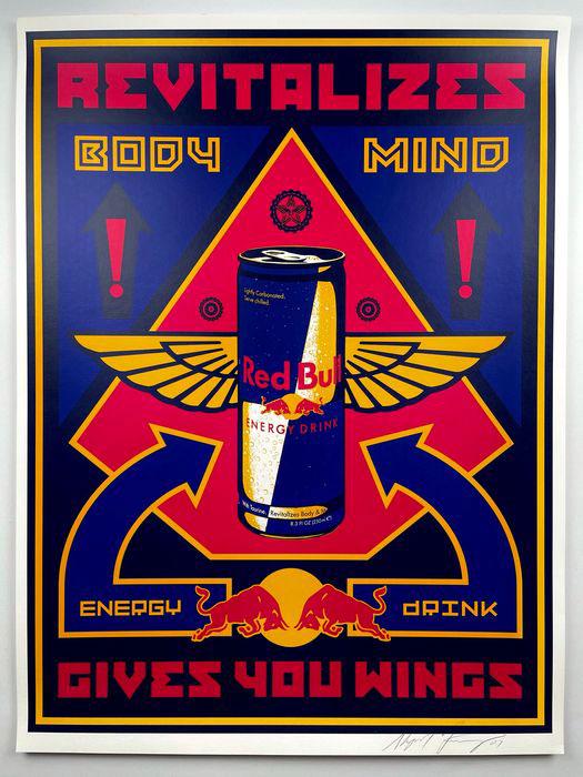 OBEY GIANT, Shepard FAIREY (USA, 1970) Red Bull, 2001. Silkscreen on white paper. Signed and dated. (1 of 1)