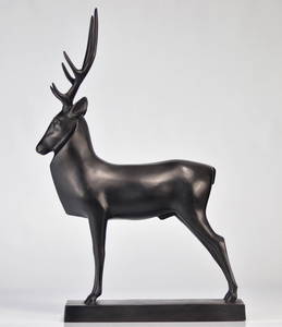 Francois Pompon. Big Stag (1929). Bronze with brown patina. Signed "Pompon" on the embankment. Stamp