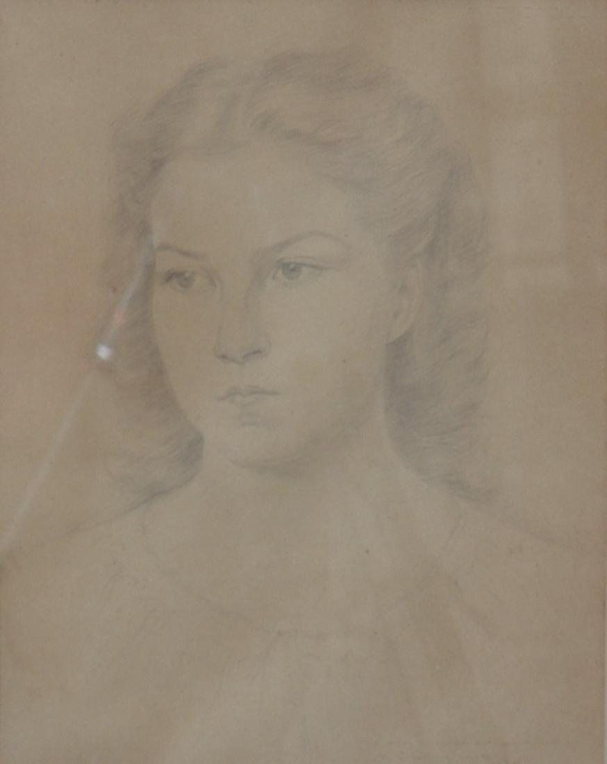 Albert CROMMELYNCK (1902-1993) drawing "portrait of a young woman": Albert CROMMELYNCK (1902-1993) drawing "portrait of a young woman" - Weight: 1.43 kg - Region: Belgium - Sizes: HC : H 295 mm L 230 mm - Condition: at first sight - good condition - no restoration - n