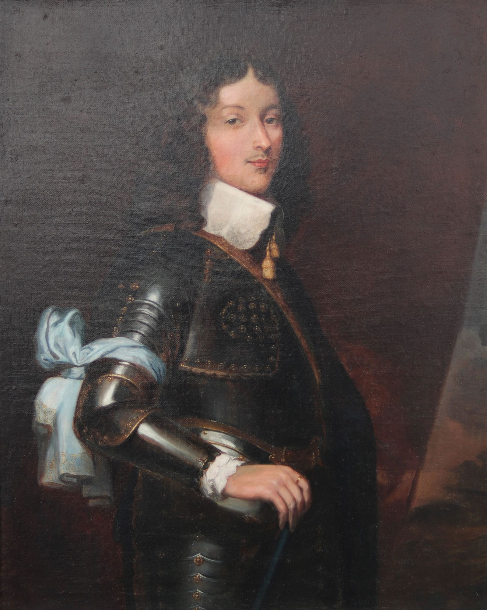 Dutch School first half 17th century oil on canvas "young man in cuirass": Dutch School first half 17th century oil on canvas "young man in cuirass" - Weight: 9.90 kg - Region: Holland - Sizes: H : 1770 mm L : 970 mm - Condition: At first sight - good condition - no restorat
