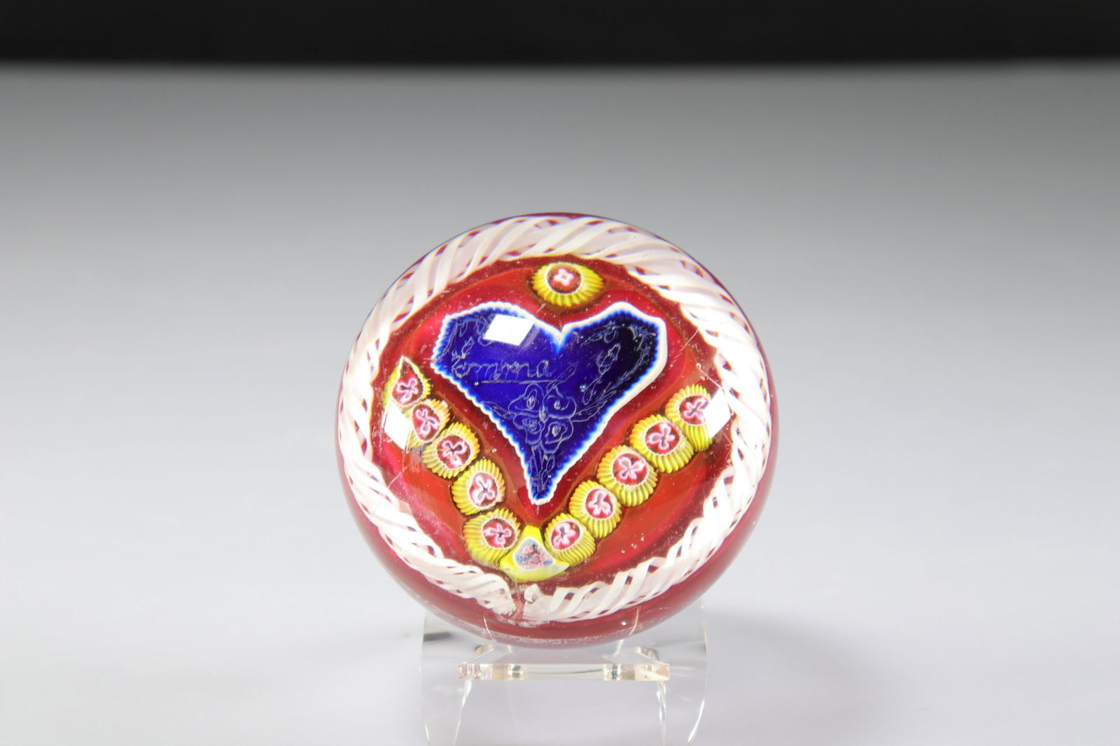 Paperweight. Val Saint-Lambert. Name plate (1 of 2)