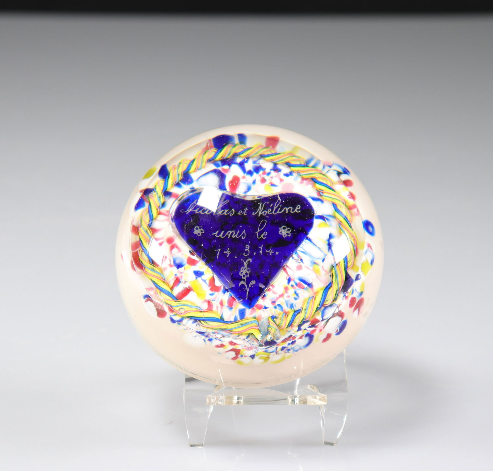 Paperweight. Val Saint-Lambert. Name plate (1 of 2)