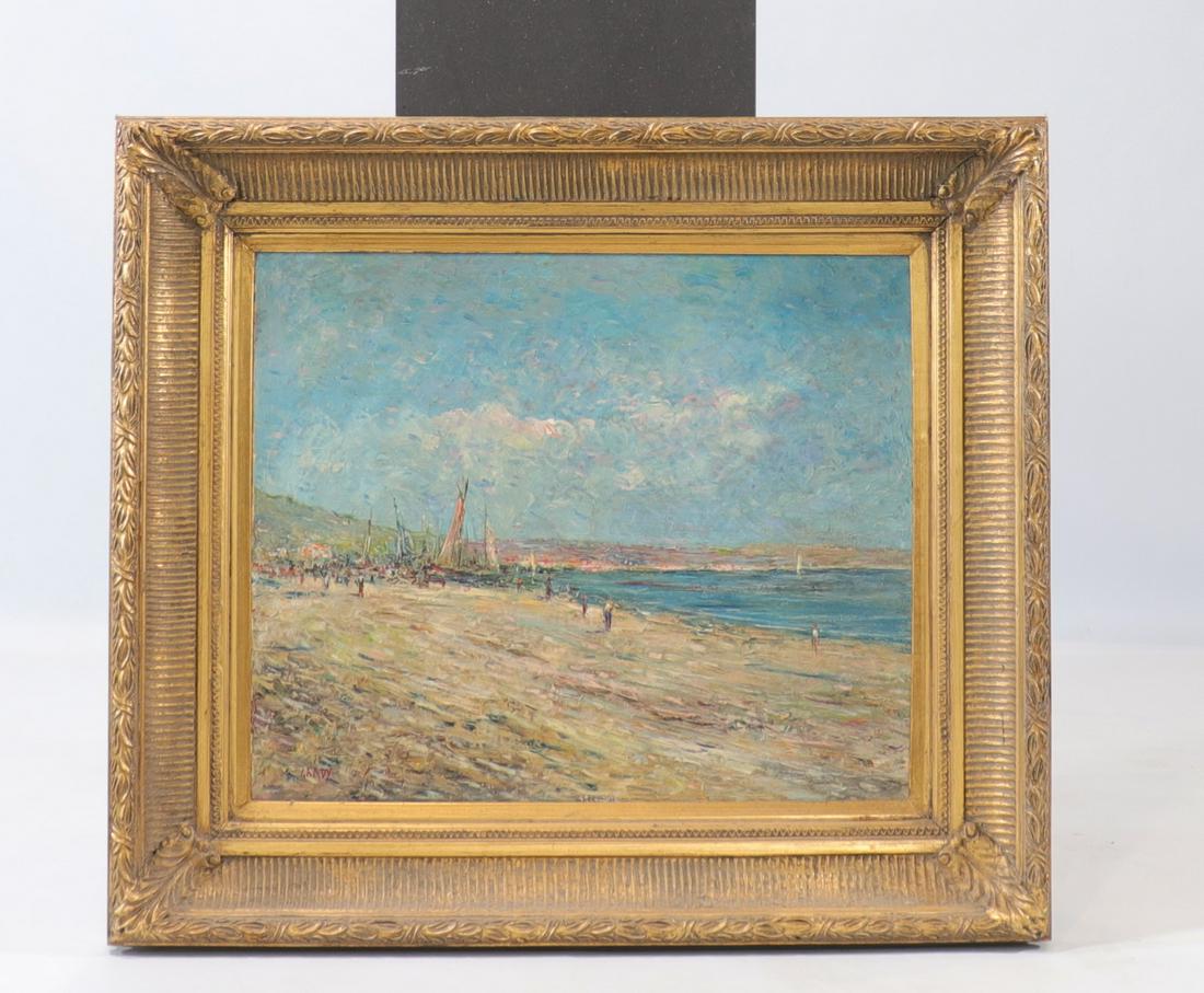 Claude Gardy (1949) Oil on panel "beach view" (1 of 2)