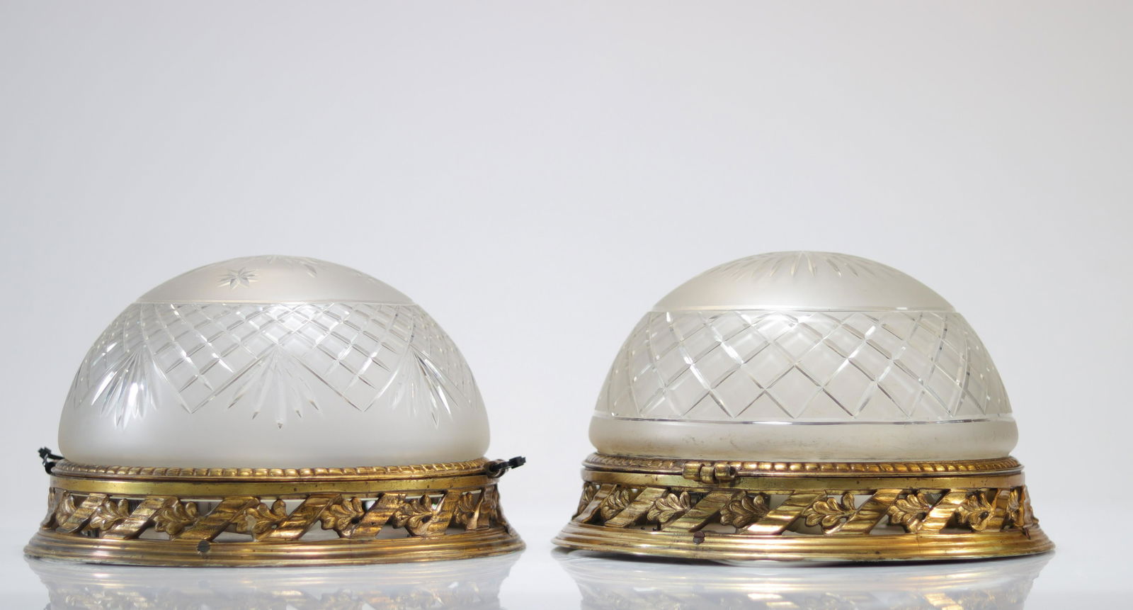 Pair of crystal and gilt bronze ceiling lights (1 of 2)