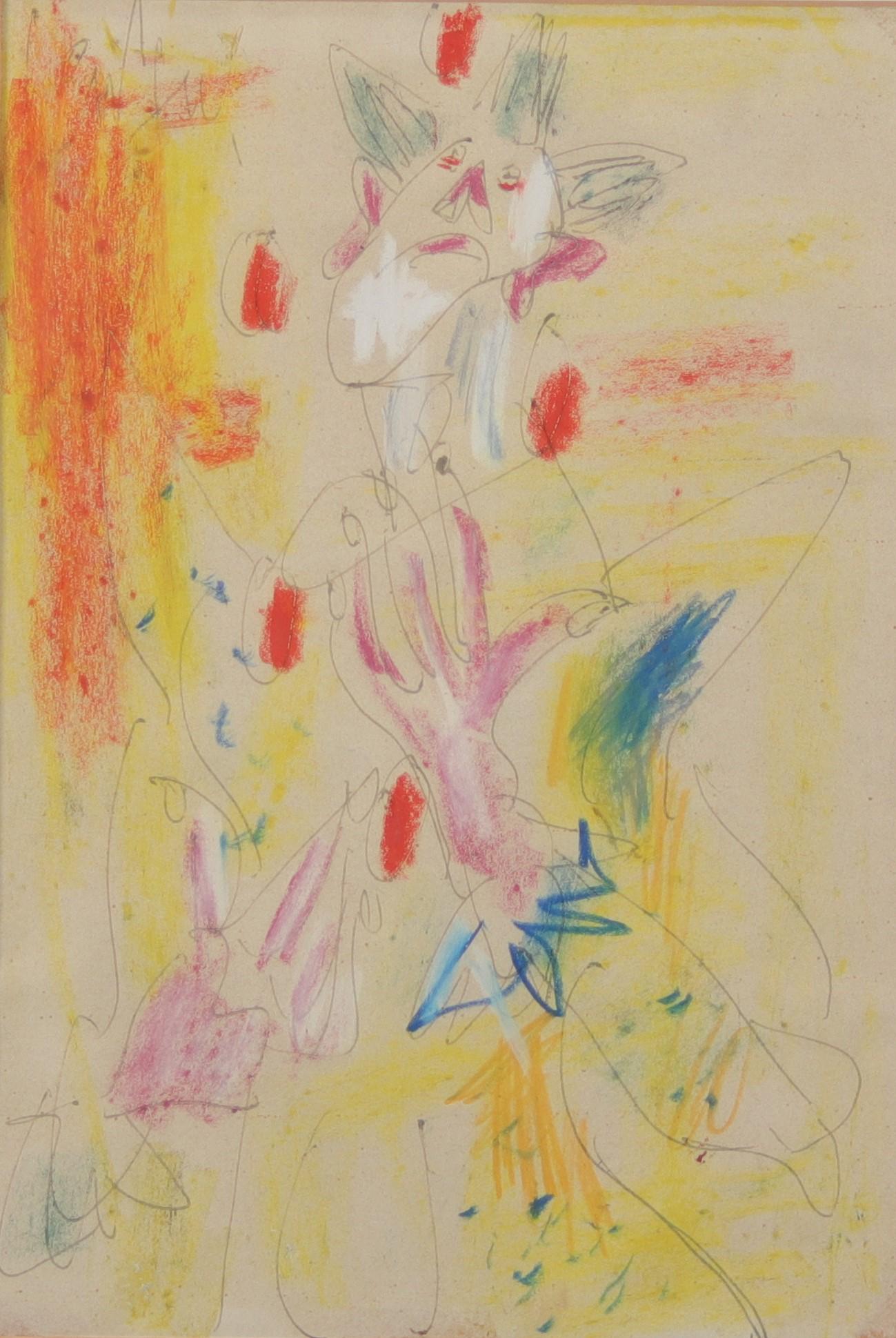 GEN PAUL (1895-1975) crayolor Â«Clown jugglerÂ» (1 of 2)