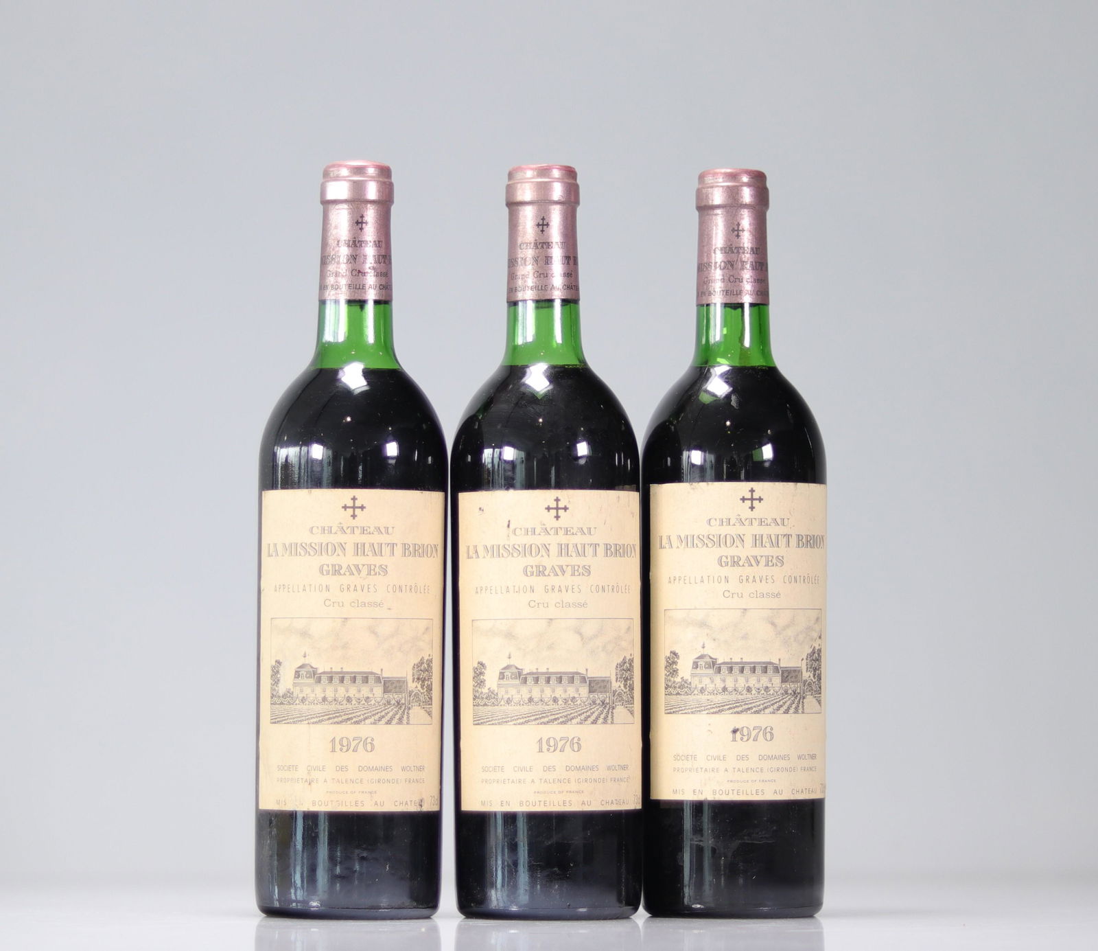 Lot of 3 Chateau La Mission Haut Brion Graves (Woltner Estates Civil Society) 1976 (1 of 1)