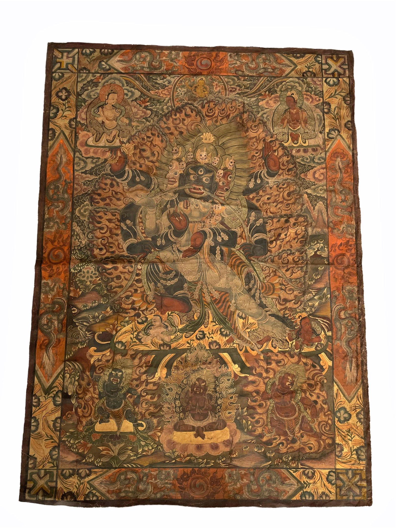 ancient tibetan tanka: ancient tibetan tanka - Weight: 550 g - Region: Tibet - Sizes: L=1560 l=1100mm - Condition: wear/worn