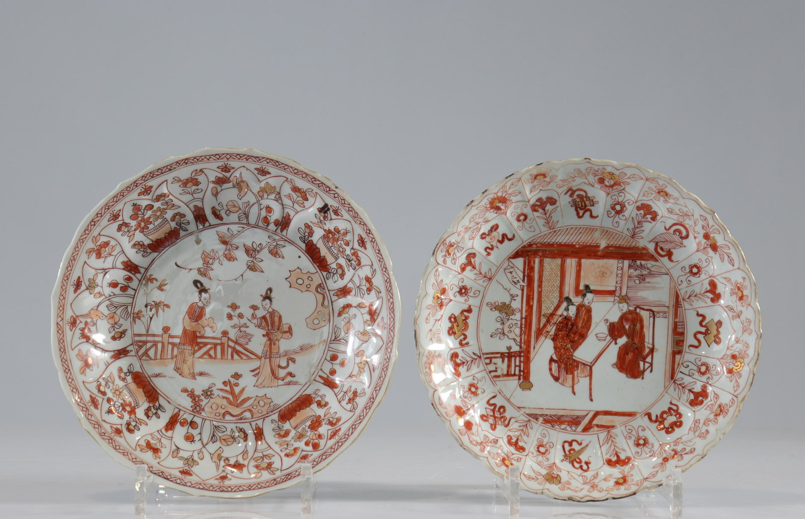 18th century iron red and gold porcelain plates (1 of 2)