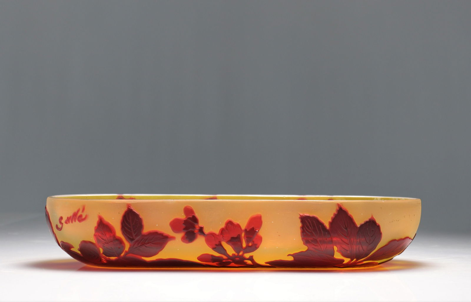 Emile Galle multi-layer bowl with acid-etched floral decoration (1 of 3)