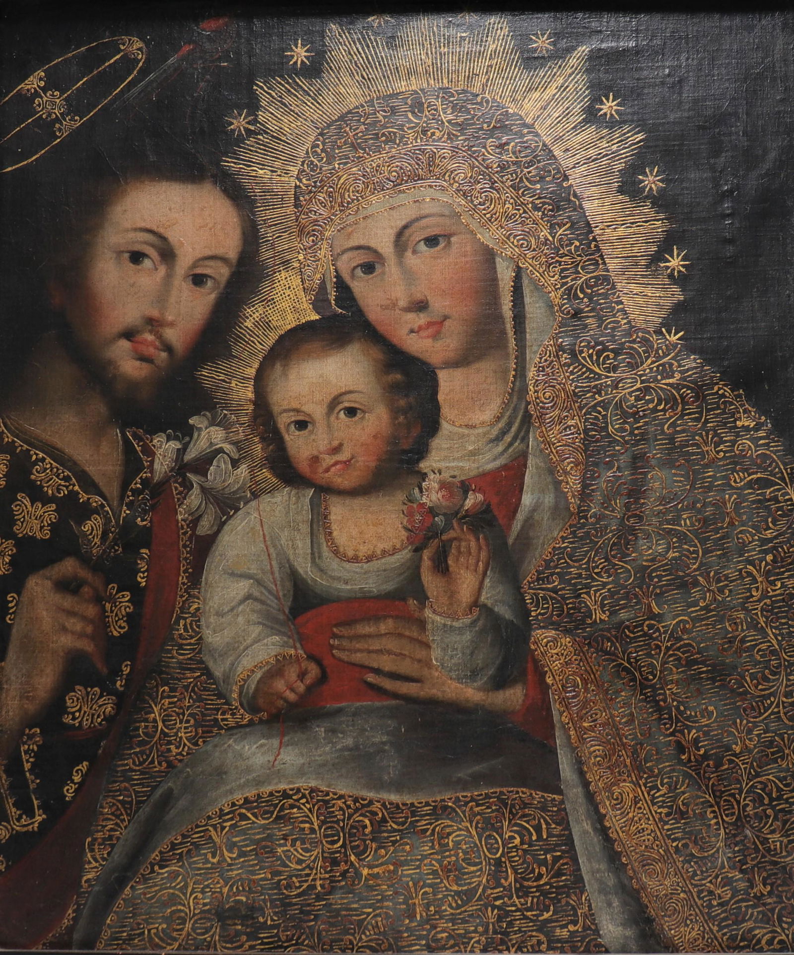 Oil on canvas Virgin and Child with Saint Joseph School of Eastern Countries Late 18th Century (1 of 1)