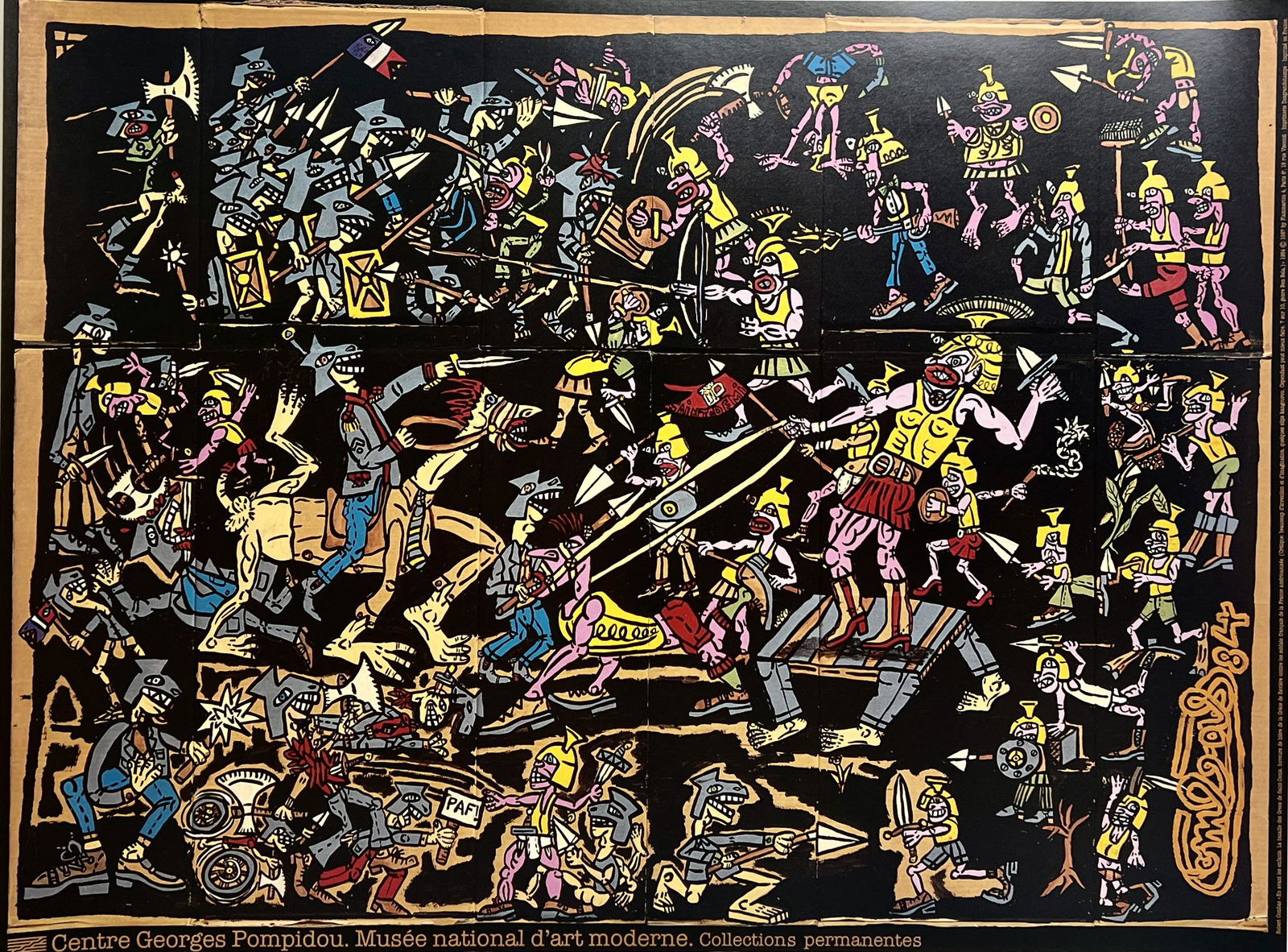 Robert Combas. "Onward Children - 1984". Color poster on paper Signed and dated (in the plate) lower: Robert Combas. "Onward Children - 1984". Color poster on paper Signed and dated (in the plate) lower right Dimensions: 60 x 80 cm Note: Poster published in 1987 by the Center Pompidou - Weight: 85 g -