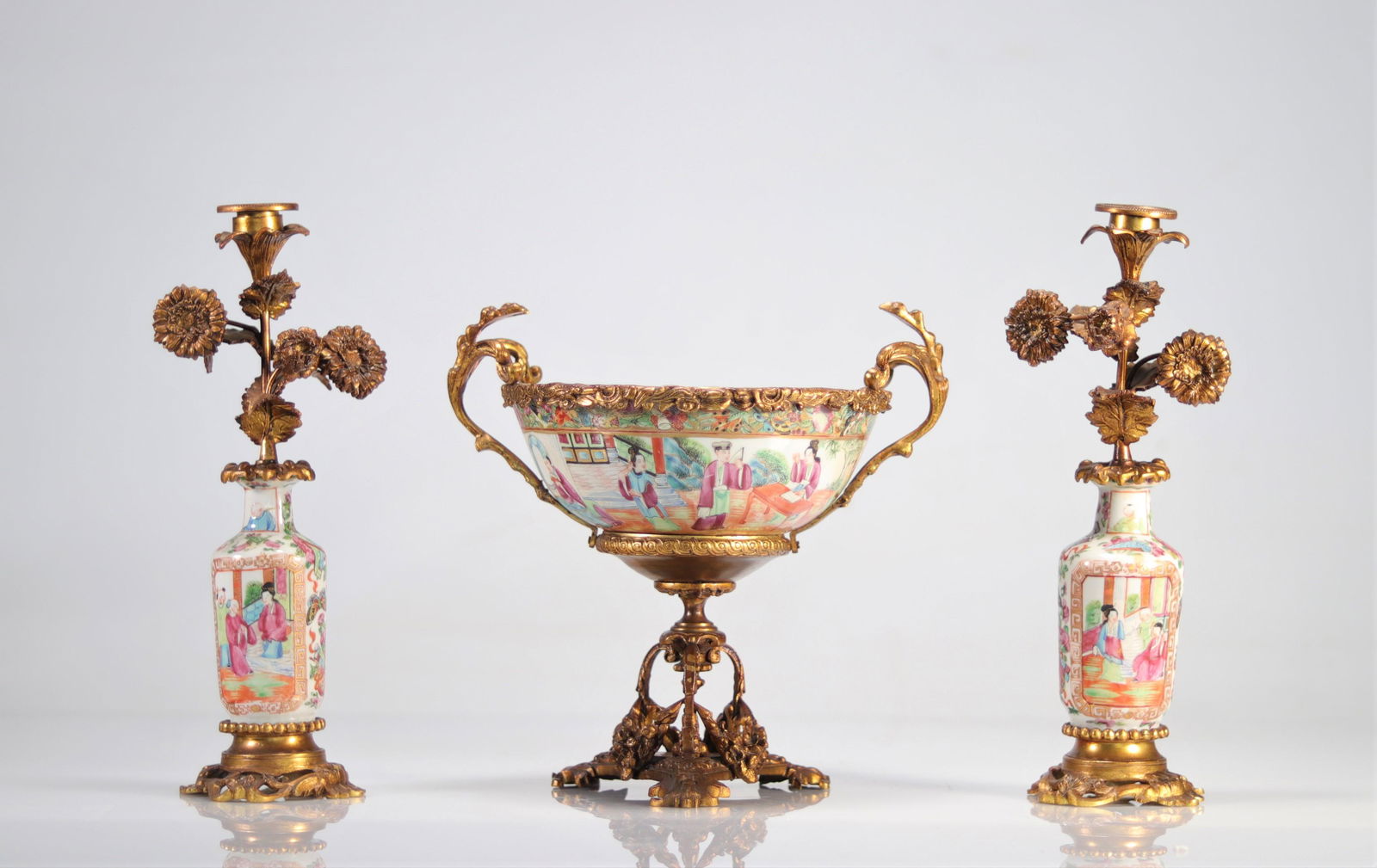 Trim in canton porcelain and gilded bronze, Napoleon III period (1 of 4)