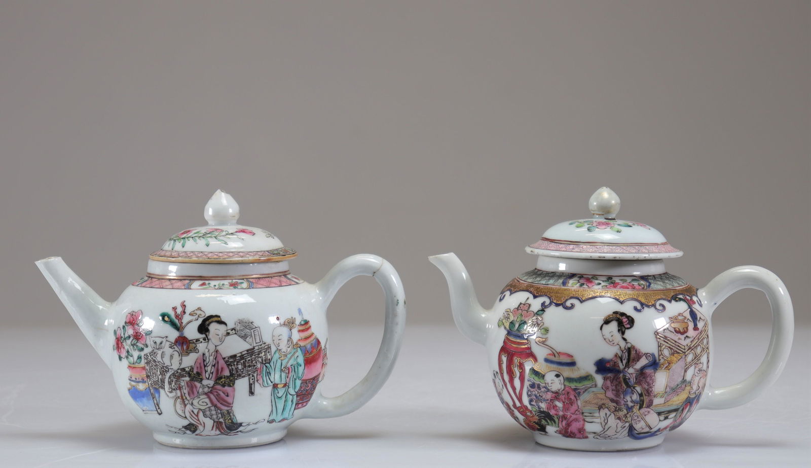 Teapots (2) in 18th century famille rose porcelain (1 of 5)