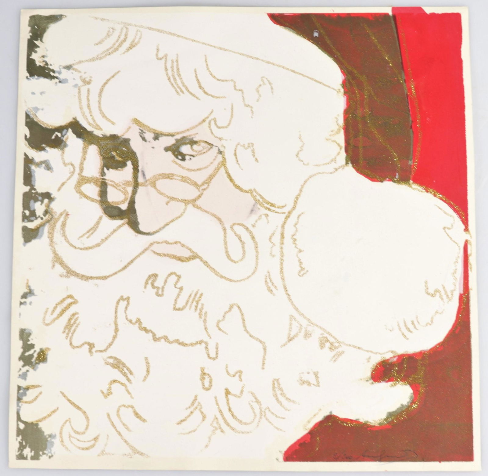 Andy Warhol. "Santa Claus". Color print and hot foil stamping on paper. Signed "Andy Wahrol" lower (1 of 2)