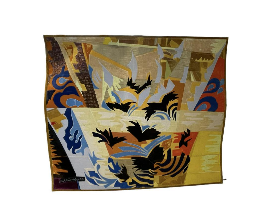 Louis Charles PINET DE GAULADE (1920-2010) tapestry "birds in flight" (1 of 2)