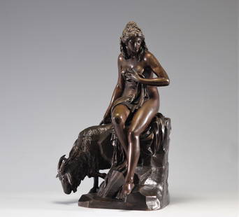 Pierre Julien (1731 -1804) and after, beautiful bronze "Amalthee et la chevre de Jupiter" from 19th: Pierre Julien (1731 -1804) and after, beautiful bronze "Amalthee et la chevre de Jupiter" from 19th century - Weight: 11.70 kg - Shipping unavailable - Region: france - Sizes: H 500 MM L 300 MM - At f
