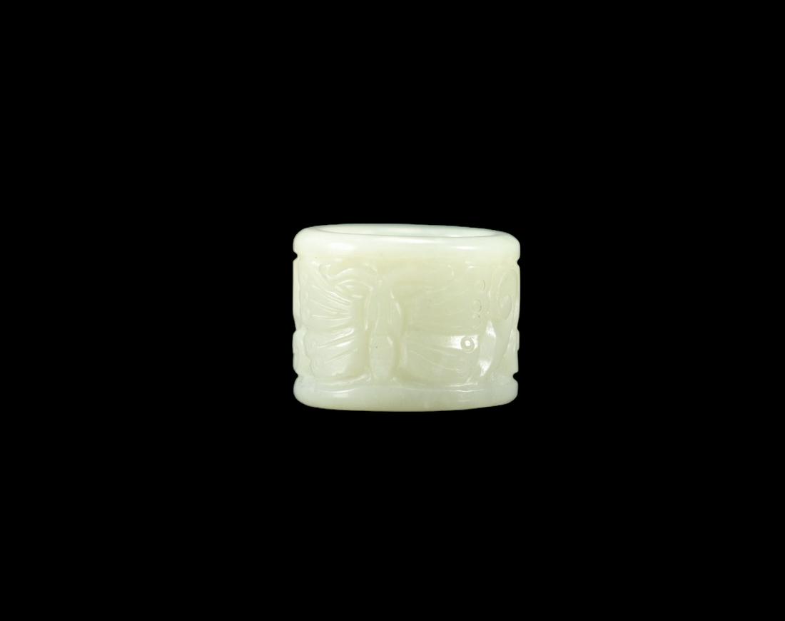Light green jade archer ring decorated with butterflies (1 of 4)