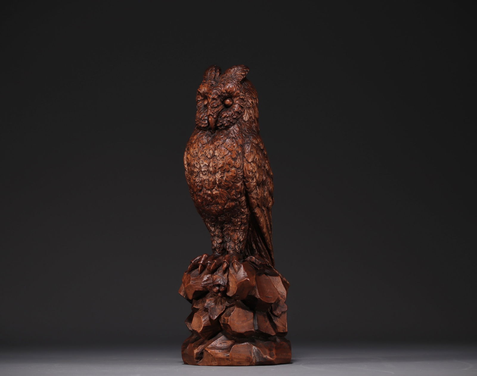 Black Forest carved walnut owl, 19th century. (1 of 4)