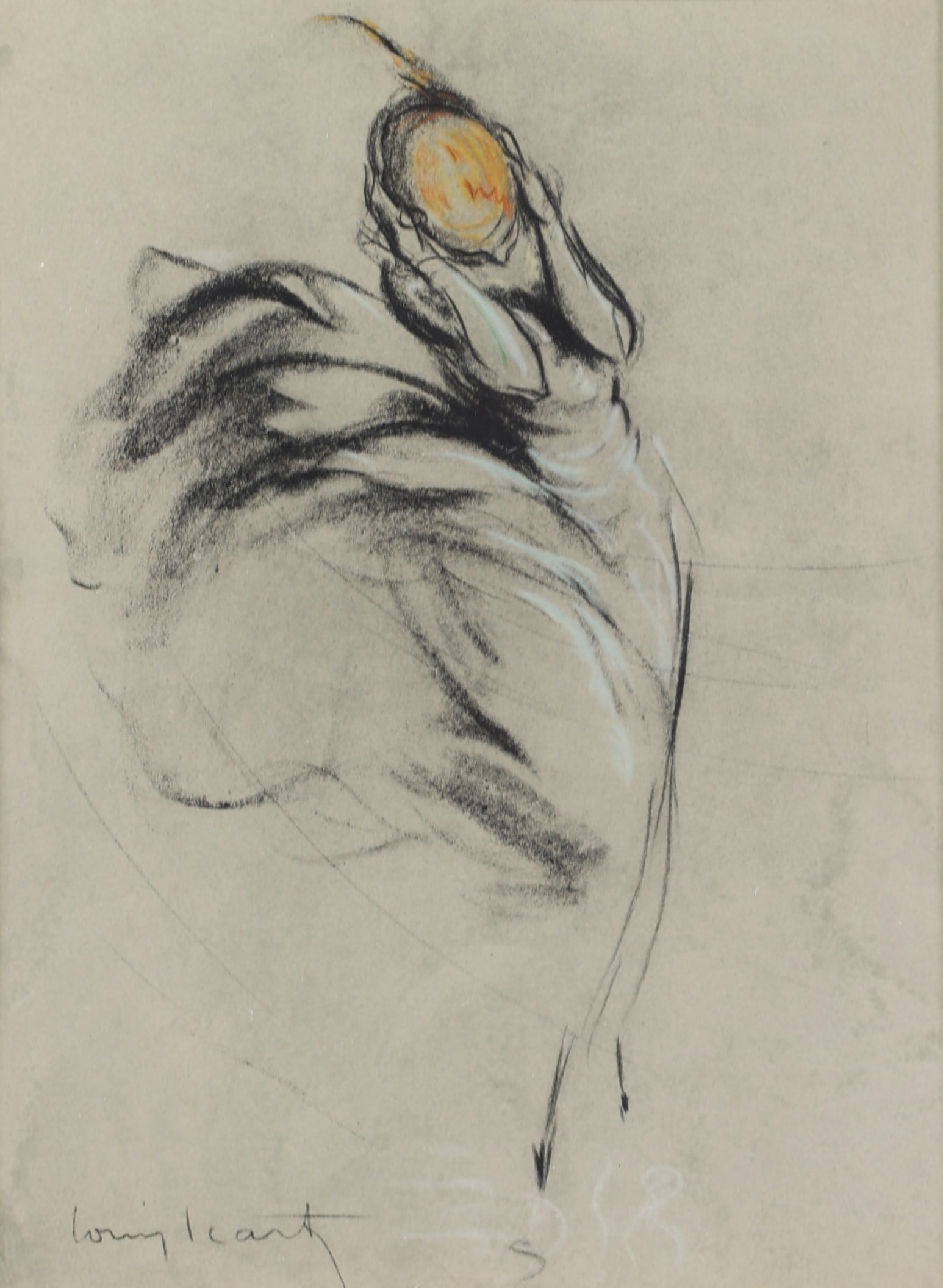 Louis ICART (1888-1950) "Sous le vent" Pastel on paper, signed. (1 of 2)