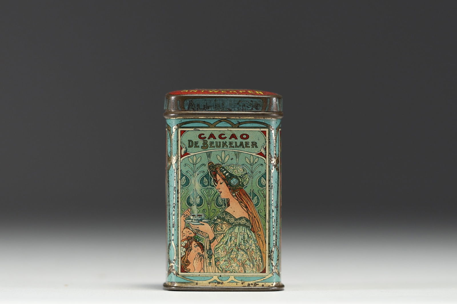 Henri PRIVAT-LIVEMONT (1861-1936) Cacao De Beukelaer, lithographed box, Antwerp, circa 1900. (1 of 5)