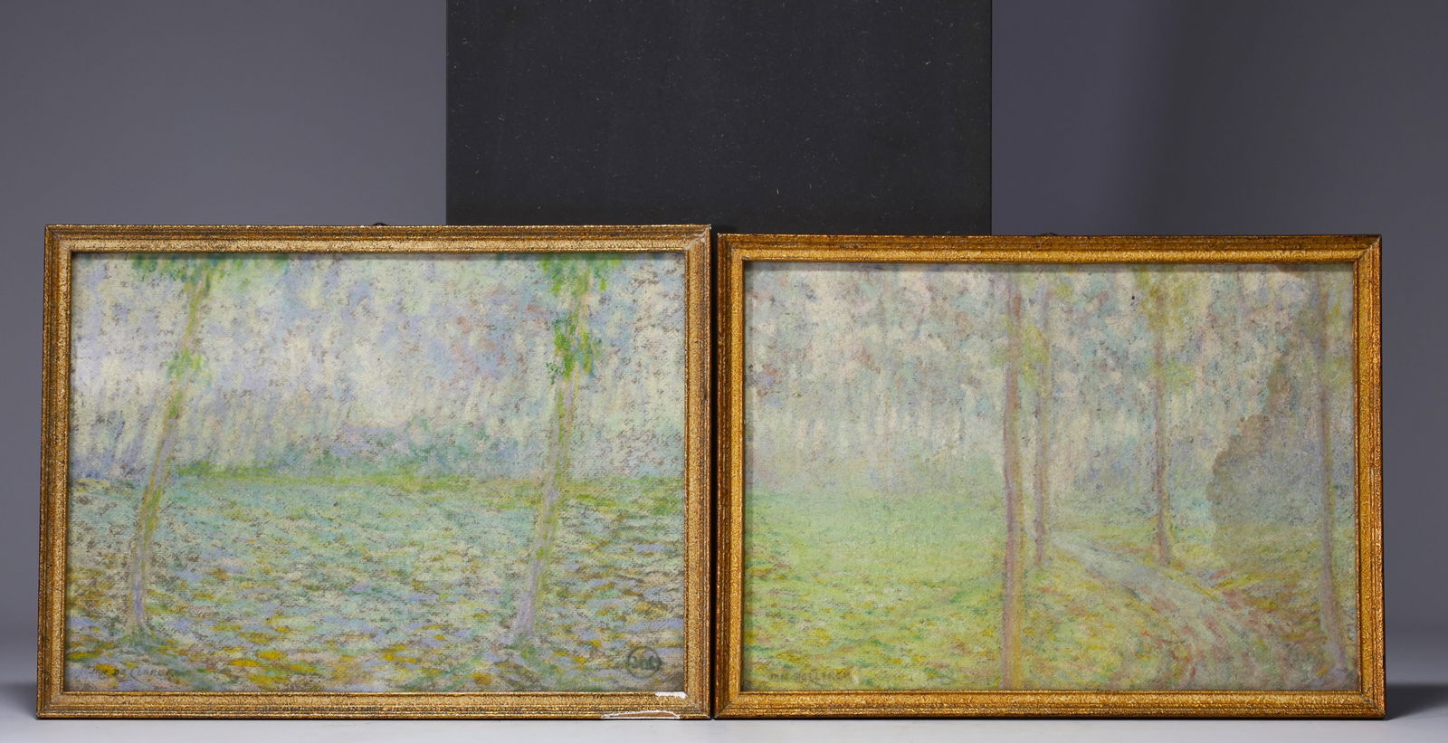 Jan de CLERCK (1881-1962) "Sous bois" Pair of pastels, monogrammed. (1 of 1)