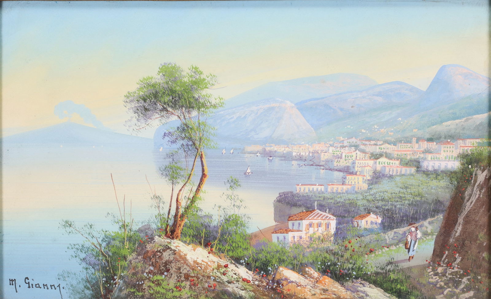 Maria GIANNI (1873-1956) ‘The Bay of Naples’ Gouache, circa 1940. (1 of 2)